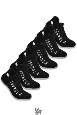 Calcetines YoungLA Performance Ankle Socks 3-pack Hombre Negras | 61UGOLBDE