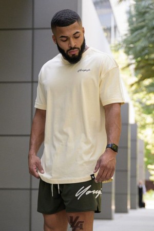 Camisas YoungLA Autobiography Tees Hombre Creme | 04UJLODNP