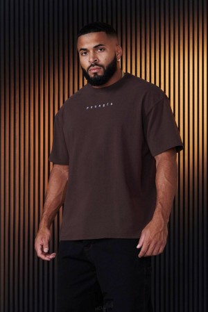 Camisas YoungLA Blackletter Tees Hombre Marrones | 79ZLBTGUY