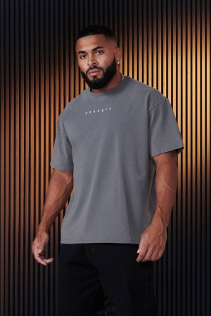 Camisas YoungLA Blackletter Tees Hombre Gris | 64VRXJFLN