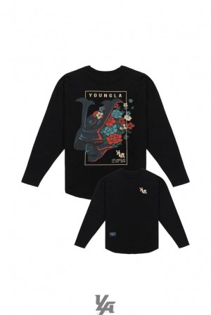 Camisas YoungLA Bushido Longsleeves Hombre Negras | 31JQKINUM