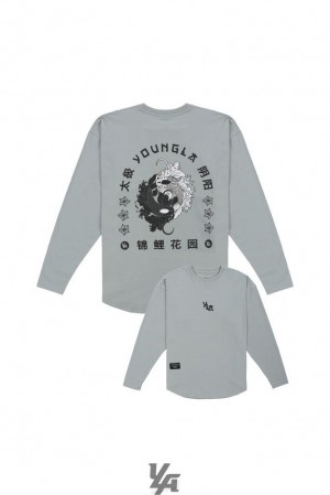 Camisas YoungLA Bushido Longsleeves Hombre Verde | 84NFRXIZQ