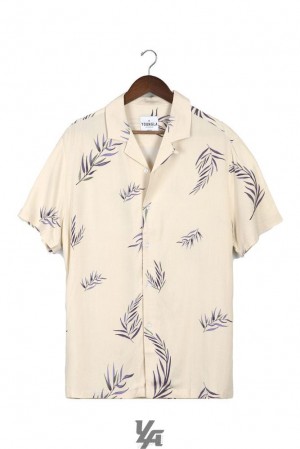 Camisas YoungLA Cabo Vibez Shirts Printed Hombre Buttermilk Leaves | 58KCBEUPM