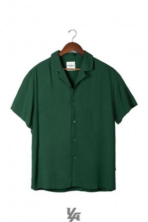 Camisas YoungLA Cabo Vibez Shirts Solid Colors Hombre Verde | 39GTNXCDL
