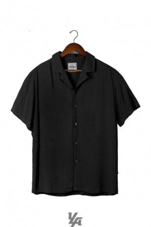 Camisas YoungLA Cabo Vibez Shirts Solid Colors Hombre Negras | 26KEOFPZH