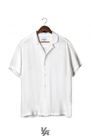Camisas YoungLA Cabo Vibez Shirts Solid Colors Hombre Blancas | 98UZJSLXD