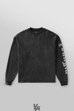 Camisas YoungLA Chrome Longsleeves Hombre Negras Azules | 60SRWPBON