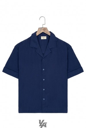 Camisas YoungLA Clase Shirts Hombre Azul Marino | 38LYNAZKF