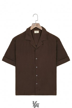Camisas YoungLA Clase Shirts Hombre Marrones | 54KEIAPQU