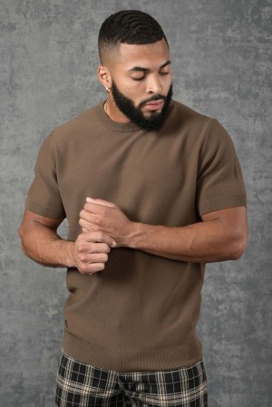 Camisas YoungLA Classy Knitted Shirt Hombre Verde Oliva | 59HVMZUPC
