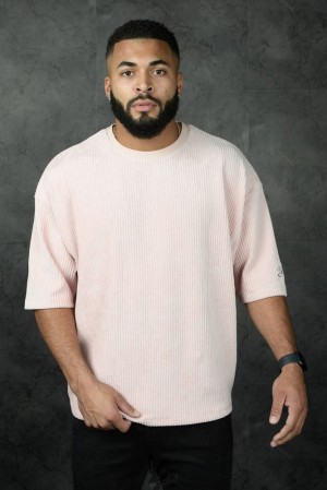 Camisas YoungLA Corduroy Supersized Tees Hombre Rosas | 87HPSQFYB