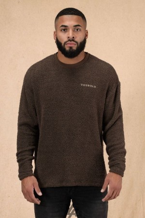Camisas YoungLA Cozy Longsleeves Hombre Marrones | 51TJBFXZR