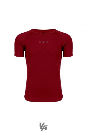 Camisas YoungLA Elite Tees Hombre Burdeos | 42BNZATHF
