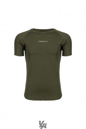 Camisas YoungLA Elite Tees Hombre Verde Oliva | 14SPBXFND