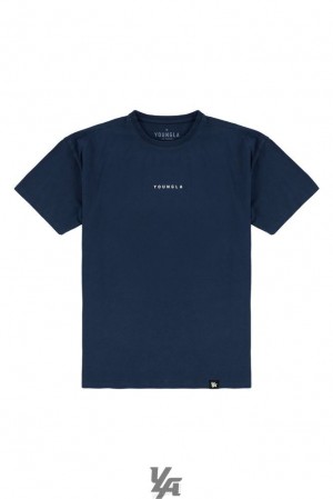 Camisas YoungLA Essential Jacked Tees Hombre Azul Marino Azules | 53TZGCHVL