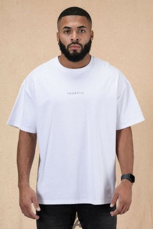 Camisas YoungLA Essential Oversized Tee Hombre Blancas Azules | 49YNDFLRM