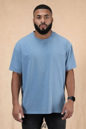 Camisas YoungLA Essential Oversized Tee Hombre Azules Azules | 28ONRHTZP
