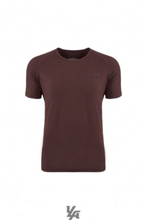 Camisas YoungLA Fitted Delt Tee Hombre Marrones | 93JXKOYBD