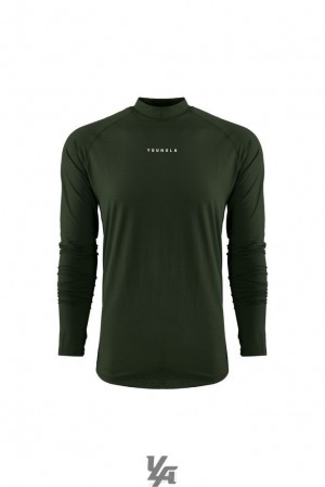 Camisas YoungLA High Neck Compression Shirt Hombre Verde Oliva | 91RHJASUP