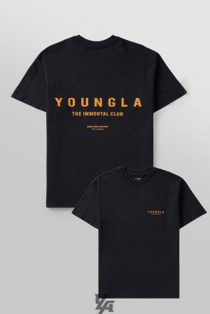 Camisas YoungLA Immortal Club Tees Hombre Negras Azules | 37DESACJR