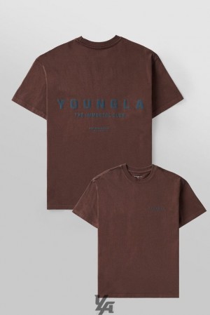 Camisas YoungLA Immortal Club Tees Hombre Marrones Azules | 75OZERXYV