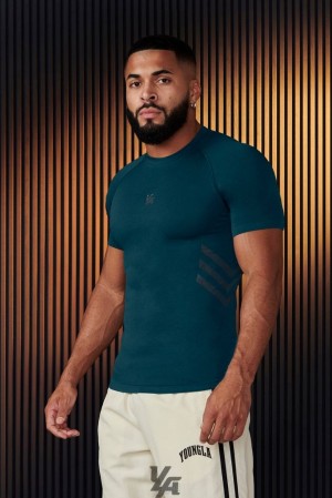 Camisas YoungLA Iron Compression Tees Hombre Turquesa Oscuro | 81AVBLPDJ