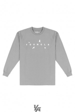 Camisas YoungLA Liberty Long Sleeves Hombre Gris | 28MLPRDWV