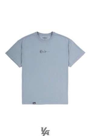 Camisas YoungLA Lightweight Feather Tees Hombre Azules | 58BHAXGZJ