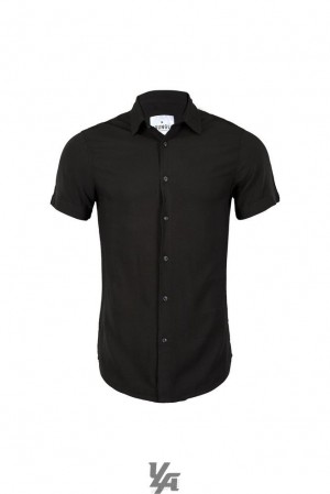 Camisas YoungLA Miami Vice Short Sleeve Shirts Hombre Negras | 46YMALNWH