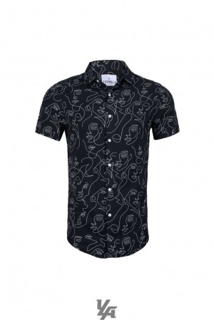 Camisas YoungLA Miami Vice Short Sleeve Shirts Hombre Abstract Face | 19SIQERAC