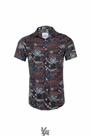 Camisas YoungLA Miami Vice Short Sleeve Shirts Hombre Ethnic Vibes | 90TOYCHKB