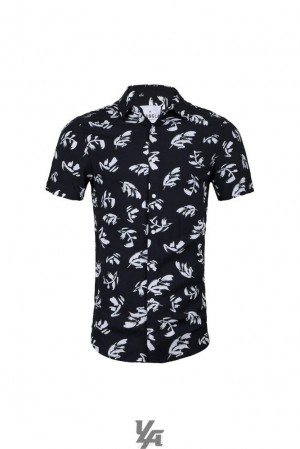 Camisas YoungLA Miami Vice Short Sleeve Shirts Hombre Painted Leaves | 95SAKHPBC
