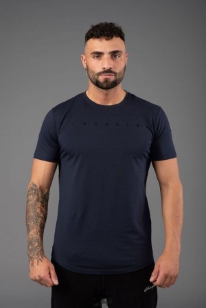 Camisas YoungLA Monochrome Fitted Tees Hombre Azul Marino | 03FLOUSYG