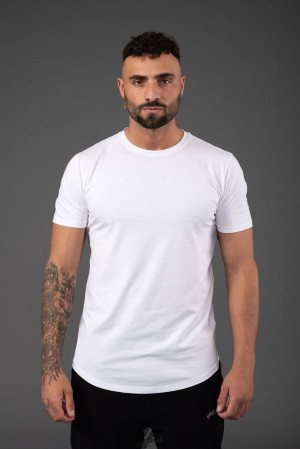Camisas YoungLA Monochrome Fitted Tees Hombre Blancas | 89BUWXGLD