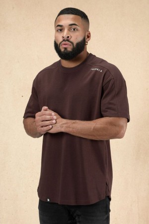 Camisas YoungLA Offset Shortsleeves Hombre Chocolate Moradas | 05JGRNATZ