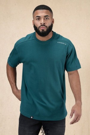 Camisas YoungLA Offset Shortsleeves Hombre Turquesa Oscuro | 65JDZXAMW