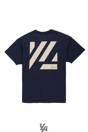 Camisas YoungLA Oversized Bloc Shirts Hombre Azul Marino | 14OITAVCD