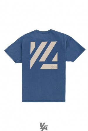 Camisas YoungLA Oversized Bloc Shirts Hombre Gris Azules | 79VXBEMPU