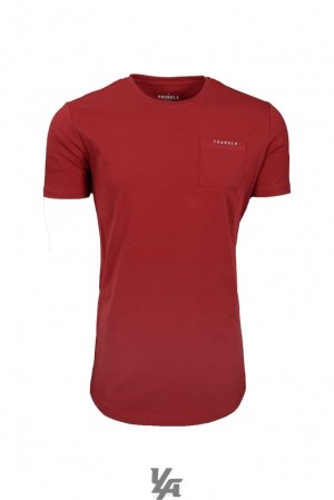 Camisas YoungLA Perfect Pocket Tee Hombre Rojas Oscuro | 08TEHOJGQ