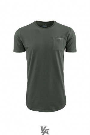 Camisas YoungLA Perfect Pocket Tee Hombre Verde | 08NFQGXPI