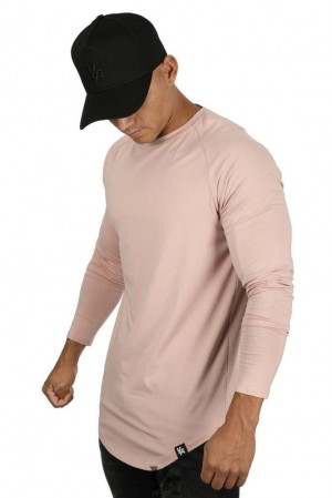 Camisas YoungLA Perfect Raglan Long Sleeve Shirts Hombre Salmon | 51UFZDRAG