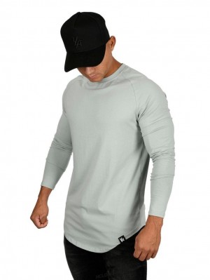 Camisas YoungLA Perfect Raglan Long Sleeve Shirts Hombre Verde | 42PLSCDQN