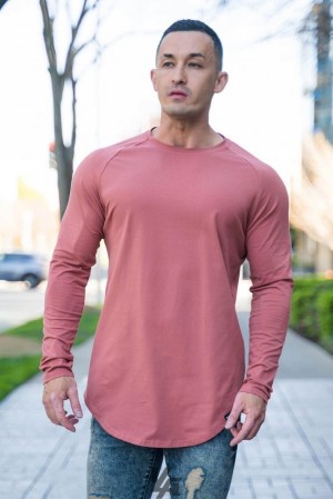 Camisas YoungLA Perfect Raglan Long Sleeve Shirts Hombre Coral | 96KFLPGAU