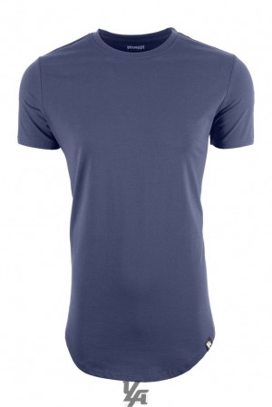 Camisas YoungLA Perfect Tee Scallop Bottom Hombre Azul Marino | 48GVJPKDU