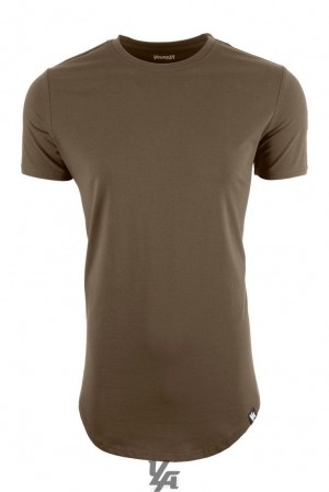 Camisas YoungLA Perfect Tee Scallop Bottom Hombre Verde Oliva | 26FAKUXBS