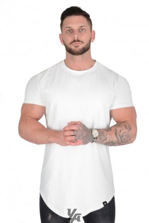 Camisas YoungLA Perfect Tee Scallop Bottom Hombre Blancas | 90VFZHYBW
