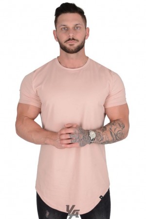Camisas YoungLA Perfect Tee Scallop Bottom Hombre Salmon | 09TQLVEWN