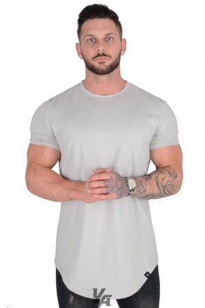 Camisas YoungLA Perfect Tee Scallop Bottom Hombre Gris | 01QURYCOI