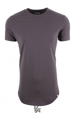 Camisas YoungLA Perfect Tee Scallop Bottom Hombre Gris Oscuro | 89IZVAHNY