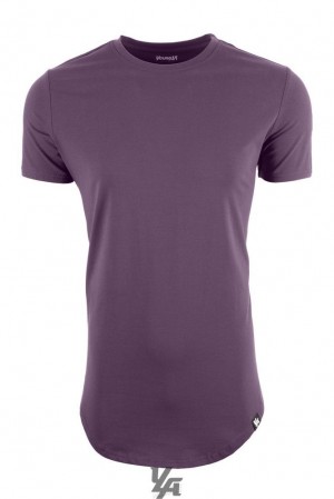 Camisas YoungLA Perfect Tee Scallop Bottom Hombre Moradas | 80IGXRLZD